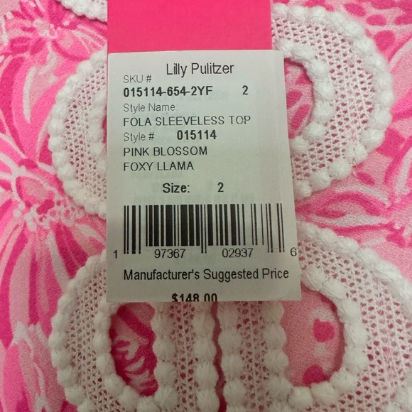 Lilly Pulitzer Pink Blossom Fola sleeveless top NWT SIZE 2 - Picture 4 of 11